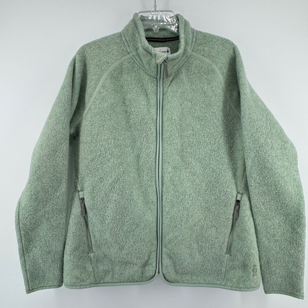 Smartwool Hudson Trail Fleece Jacket Womens XL Green Full Zip Wool SW011524